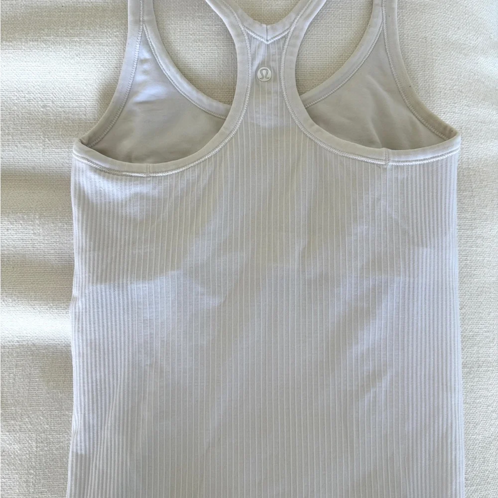 Lululemon Athletica White Ribbed Racerback Tank Top - Picture 2 of 2